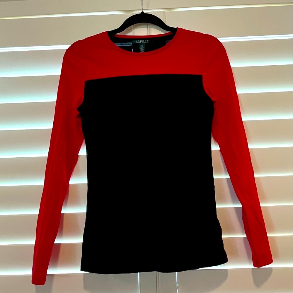 Lauren Ralph Lauren long sleeve black and red shirt.